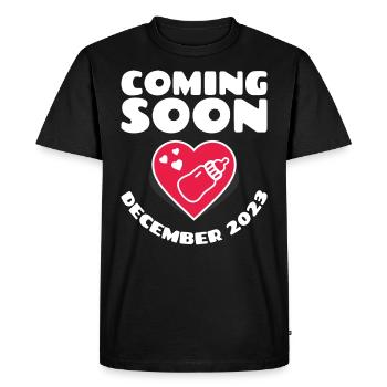 Naissance Décembre 2023 Futur Bébé Décembre 2023 - T-shirt Premium bio Homme - noir - Devant - Nico (187cm)