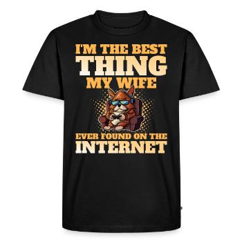 Found by my wife humor joke husband geek - Men's Premium Organic T-Shirt - black - Front - Nico (187cm)