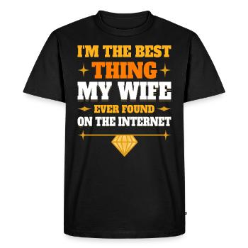 Found By My Wife Humor Joke Couple Online - Men's Premium Organic T-Shirt - black - Front - Nico (187cm)