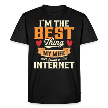 Found By My Wife Humor Joke Couple Online - Men's Premium Organic T-Shirt - black - Front - Nico (187cm)