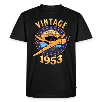 Passionate aviation 1953 70 years anniversary - Men's Premium Organic T-Shirt - black - Front - Nico (187cm)
