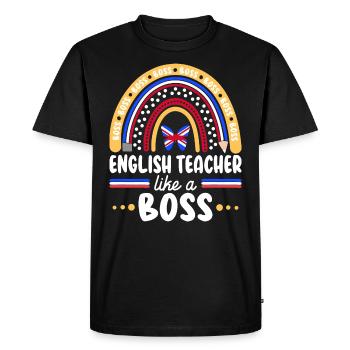Humour Prof d'Anglais Comme Boss Enseignant - T-shirt Premium bio Homme - noir - Devant - Nico (187cm)