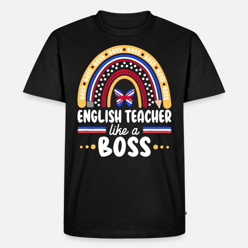 Humor Englischlehrer als Cheflehrer - Männer Premium Bio T-Shirt - Schwarz