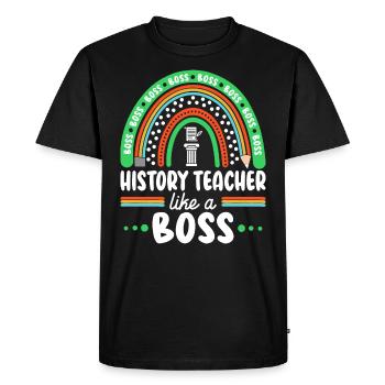 Humour Prof d'Histoire Comme Boss Enseignant - T-shirt Premium bio Homme - noir - Devant - Nico (187cm)