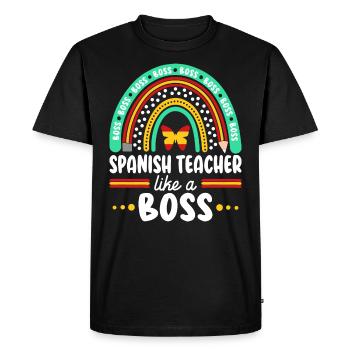 Humour Prof d'Espagnol Comme Boss Enseignant - T-shirt Premium bio Homme - noir - Devant - Nico (187cm)