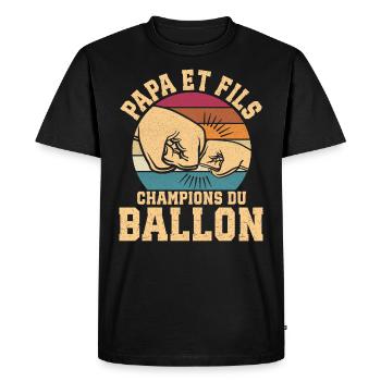Papa Et Fils Champions Du Ballon Papa Football - T-shirt Premium bio Homme - noir - Devant - Nico (187cm)