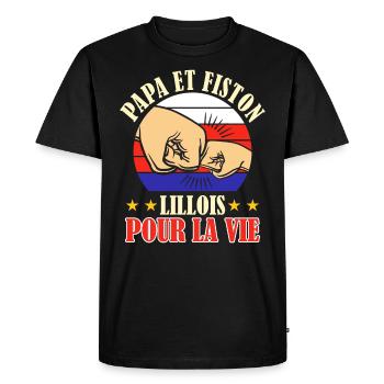 Papa Fiston Lillois Père Fils Supporter Lille - T-shirt Premium bio Homme - noir - Devant - Nico (187cm)