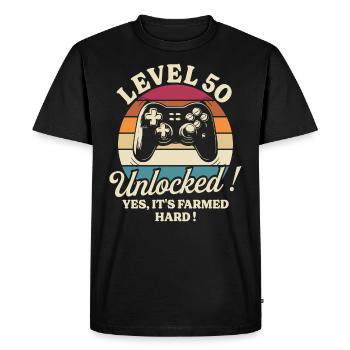 Joueur Niveau 50 Anniversaire Gamer 50 Ans - T-shirt Premium bio Homme - noir - Devant - Nico (187cm)