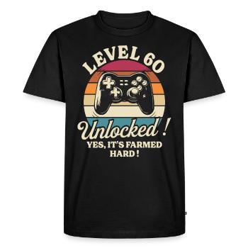 Joueur Niveau 60 Anniversaire Gamer 60 Ans - T-shirt Premium bio Homme - noir - Devant - Nico (187cm)