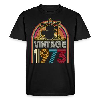 Vintage 1973 musician drummer 50 years anniversary - Men's Premium Organic T-Shirt - black - Front - Nico (187cm)