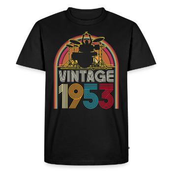 Vintage 1953 musician drummer 70 years anniversary - Men's Premium Organic T-Shirt - black - Front - Nico (187cm)