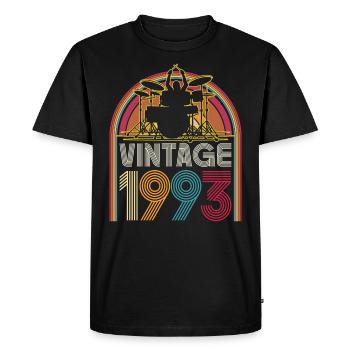 Vintage 1993 musician drummer 30 years anniversary - Men's Premium Organic T-Shirt - black - Front - Nico (187cm)