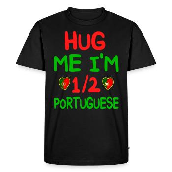 Humour Portugais Je Suis À Moitié Portugais - T-shirt Premium bio Homme - noir - Devant - Nico (187cm)