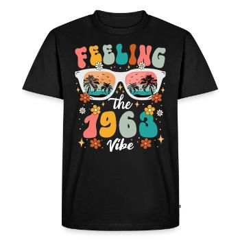 60eme Anniversaire Femme 1963 60 Ans Anniversaire - T-shirt Premium bio Homme - noir - Devant - Nico (187cm)