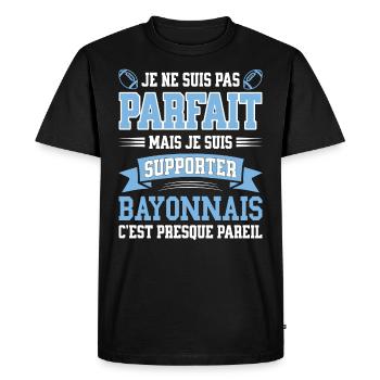 Homme Bayonnais Bayonne Rugbyman Rugby Humour - T-shirt Premium bio Homme - noir - Devant - Nico (187cm)