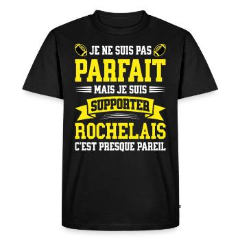 Homme Rochelais La Rochelle Rugbyman Rugby Humour - T-shirt Premium bio Homme - noir - Devant - Nico (187cm)