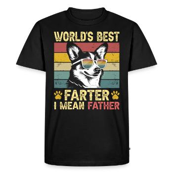 Chien Vintage et Humoristique Papa Chien Corgi - T-shirt Premium bio Homme - noir - Devant - Nico (187cm)