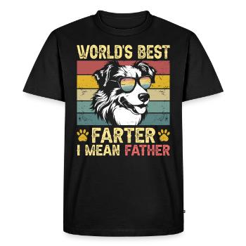 Vintage Humorous Daddy Dog Australian Shepherd - Men's Premium Organic T-Shirt - black - Front - Nico (187cm)