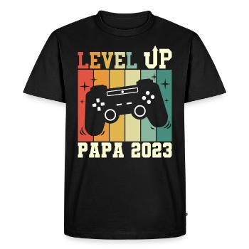 Père Geek Annonce Grossesse Futur Papa 2023 - T-shirt Premium bio Homme - noir - Devant - Nico (187cm)