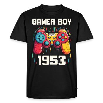 Geek Man Level 70 Birthday Gamer 70 Years - Men's Premium Organic T-Shirt - black - Front - Nico (187cm)