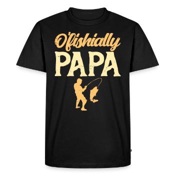 Bientôt Papa Ofishally Papa Pêcheur Futur Papa - T-shirt Premium bio Homme - noir - Devant - Nico (187cm)