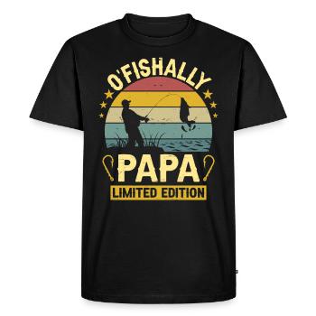 Édition Limitée Ofishally Papa Pêcheur Futur Papa - T-shirt Premium bio Homme - noir - Devant - Nico (187cm)