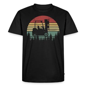 Funny Forklift Driver Art - Forklift Operator - Men's Premium Organic T-Shirt - black - Front - Nico (187cm)