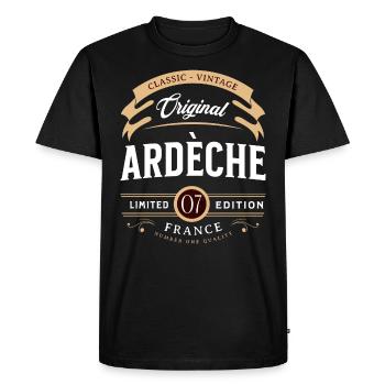 Vintage Ardèche Département France - T-shirt Premium bio Homme - noir - Devant - Nico (187cm)