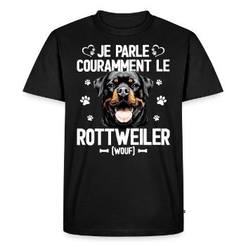 Parler Le Rottweiler Humour Chien - T-shirt Premium bio Homme - noir - Devant - Nico (187cm)