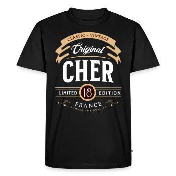 Vintage Cher Département France - T-shirt Premium bio Homme - noir - Devant - Nico (187cm)