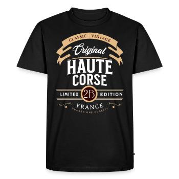 Haute-Corse Department France - Men's Premium Organic T-Shirt - black - Front - Nico (187cm)