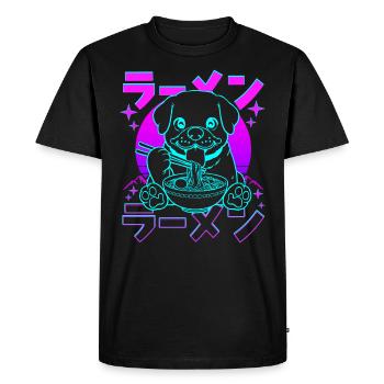 Rétro Kawaii Ramen Chien Rottweiler - T-shirt Premium bio Homme - noir - Devant - Nico (187cm)