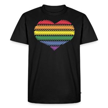 Rainbow Heart (Amour / Croquis / Lot de 6 / PNG) - T-shirt Premium bio Homme - noir - Devant - Nico (187cm)