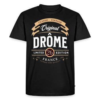 Vintage Drôme Département France - T-shirt Premium bio Homme - noir - Devant - Nico (187cm)