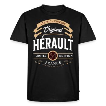 Vintage Hérault Département France - T-shirt Premium bio Homme - noir - Devant - Nico (187cm)