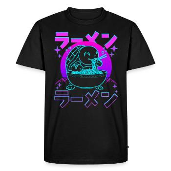 Rétro Kawaii Ramen Tortue De Mer - T-shirt Premium bio Homme - noir - Devant - Nico (187cm)