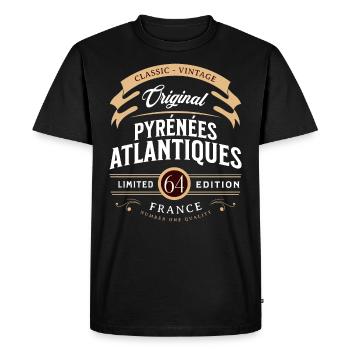 Pyrénées-Atlantiques Département France - T-shirt Premium bio Homme - noir - Devant - Nico (187cm)