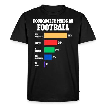 Humour Foot Joueur Football - T-shirt Premium bio Homme - noir - Devant - Nico (187cm)
