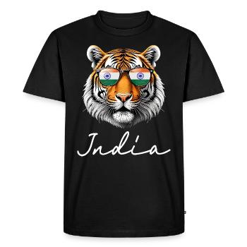 Souvenir Tiger Indian Flag - Men's Premium Organic T-Shirt - black - Front - Nico (187cm)