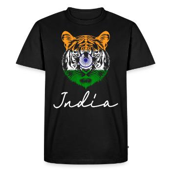 Souvenir Tiger Indian Flag - Men's Premium Organic T-Shirt - black - Front - Nico (187cm)
