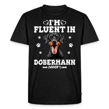 Parler Le Dobermann Humour Chien Dobermann - T-shirt Premium bio Homme - noir - Devant - Nico (187cm)