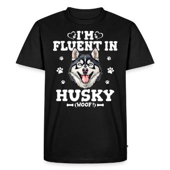Parler Le Husky Humour Chien Husky - T-shirt Premium bio Homme - noir - Devant - Nico (187cm)