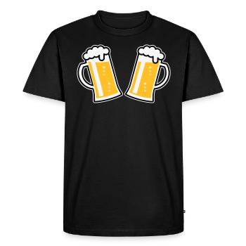 2 chopes à bière Prosten (bière / chope à bière / 3C) - T-shirt Premium bio Homme - noir - Devant - Nico (187cm)
