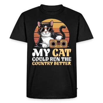 Mon Chat Gouvernerait Mieux Le Pays - T-shirt Premium bio Homme - noir - Devant - Nico (187cm)