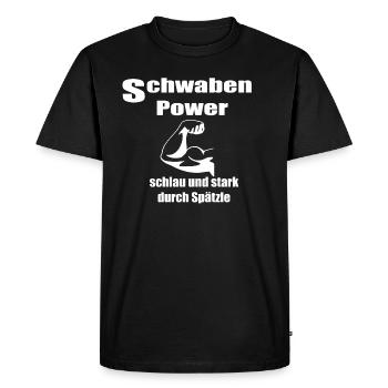 Schwaben Power-smart and strong Spätzle humor fun - Men's Premium Organic T-Shirt - black - Front - Nico (187cm)