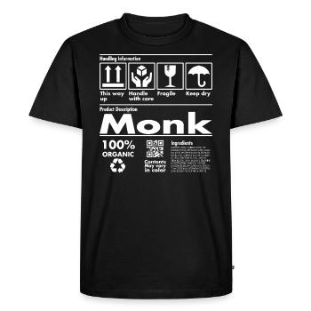 Description du produit Tshirt - Monk Edition - T-shirt Premium bio Homme - noir - Devant - Nico (187cm)