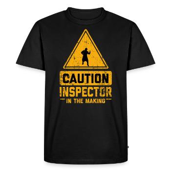 ATTENTION Inspecteur en devenir - T-shirt Premium bio Homme - noir - Devant - Nico (187cm)