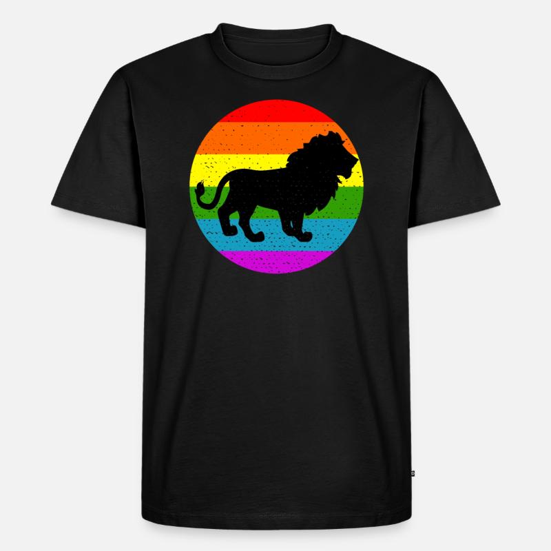 Rainbow Lion - Männer Premium Bio T-Shirt - Schwarz