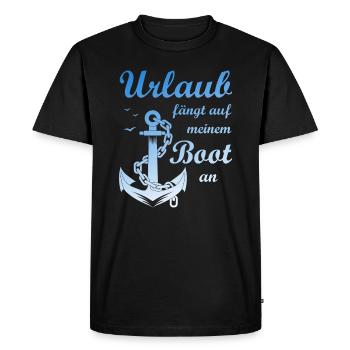 Les vacances commencent sur mon bateau à l’ancre T-shirt - T-shirt Premium bio Homme - noir - Devant - Nico (187cm)