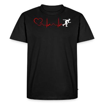 Lame de rouleau battement de coeur et coeur - T-shirt Premium bio Homme - noir - Devant - Nico (187cm)